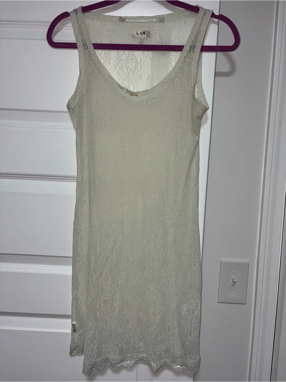Sheer Lace Chemise Slip in Cream by A.N.A.